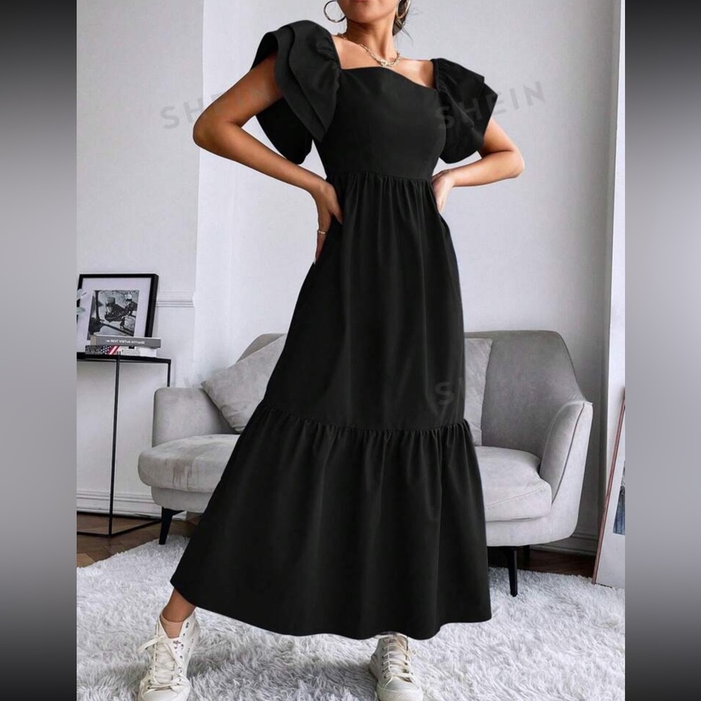 🔥🌸Buy 3 items for $60🌸🔥 Puff sleeves Black midi summer dress